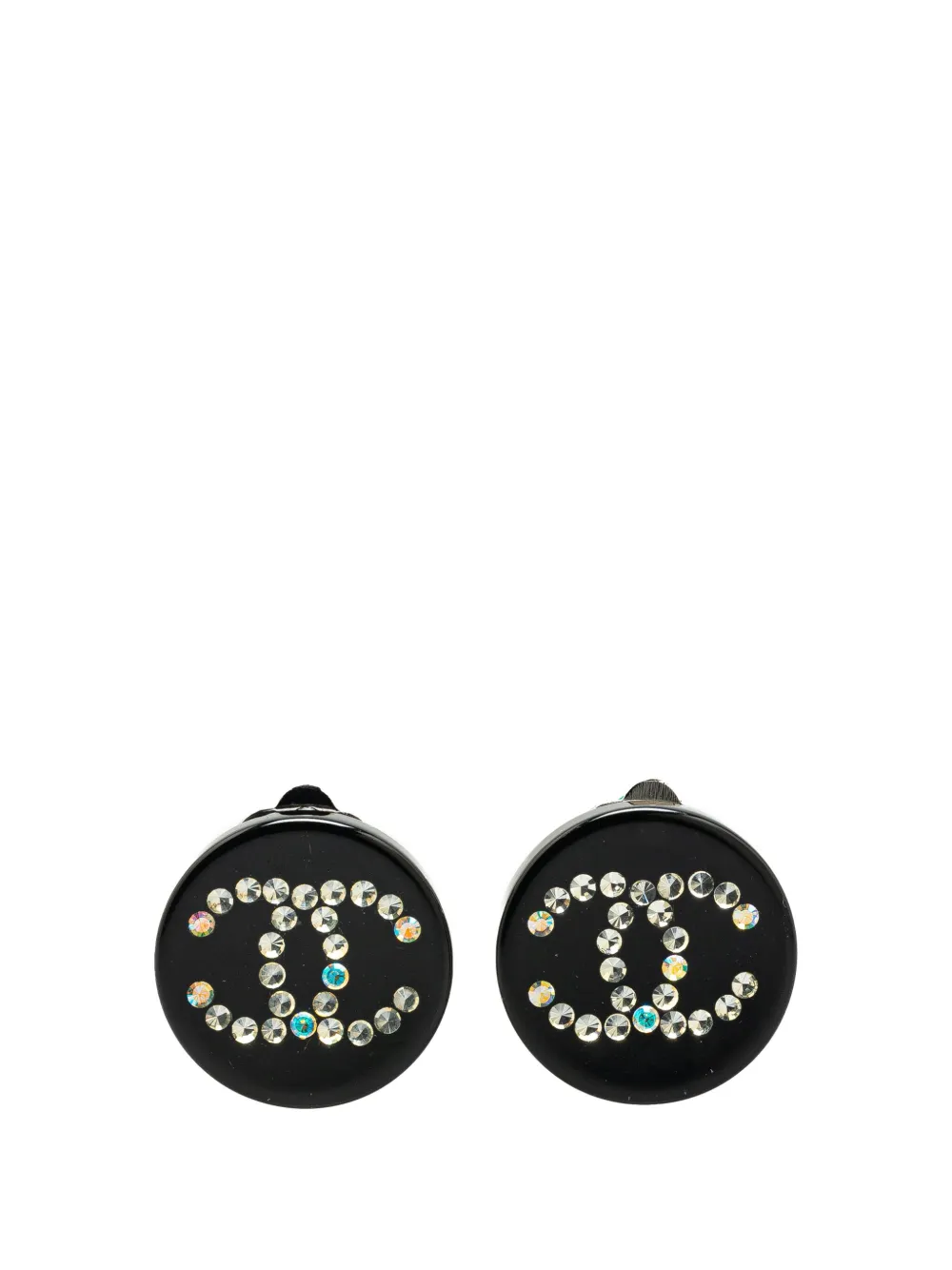 CHANEL Pre-Owned 2003 Resin Rhinestone CC Clip On Earrings costume CHANEL Pre-Owned 2003 Resin Rhinestone CC Clip On Earrings costume