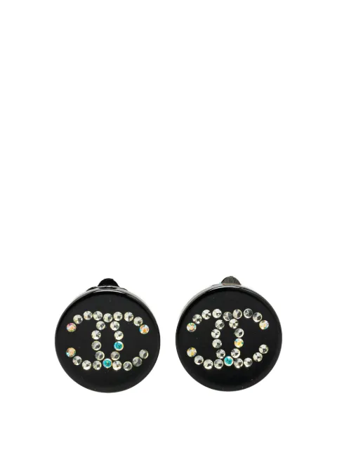 CHANEL Pre-Owned 2003 Resin Rhinestone CC Clip On Earrings costume earrings