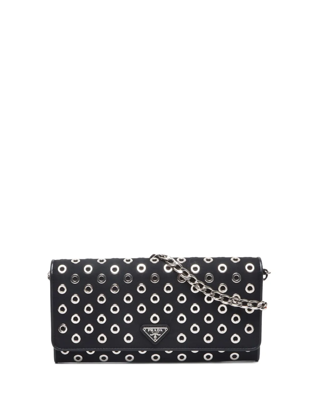 Prada Pre-Owned 2020-2024 Tessuto Grommet Chain wallet | Black | Image 1