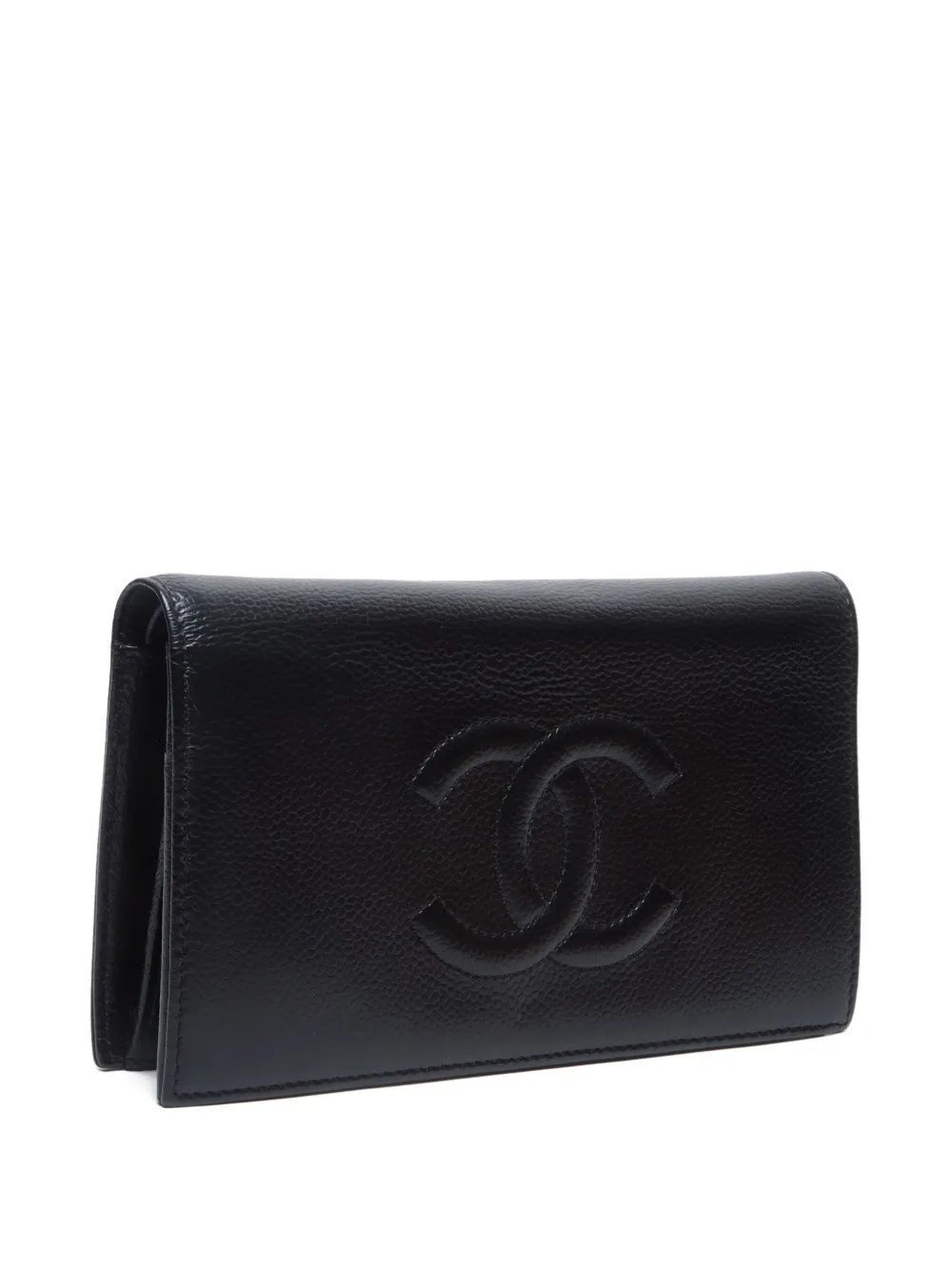 Pre-owned Chanel 2008-2009 Cc Mark Long Wallet In Black