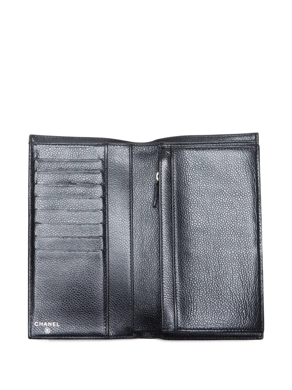 Pre-owned Chanel 2008-2009 Cc Mark Long Wallet In Black
