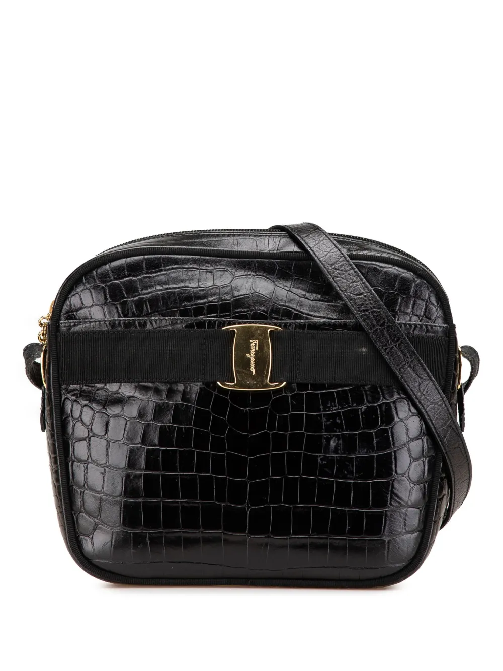 Ferragamo Pre-Owned 2000-2024 ヴァラ エンボスレザー ショルダーバッグ - ブラック Ferragamo Pre-Owned 2000-2024 ヴァラ エンボスレザー ショルダーバッグ - ブラック