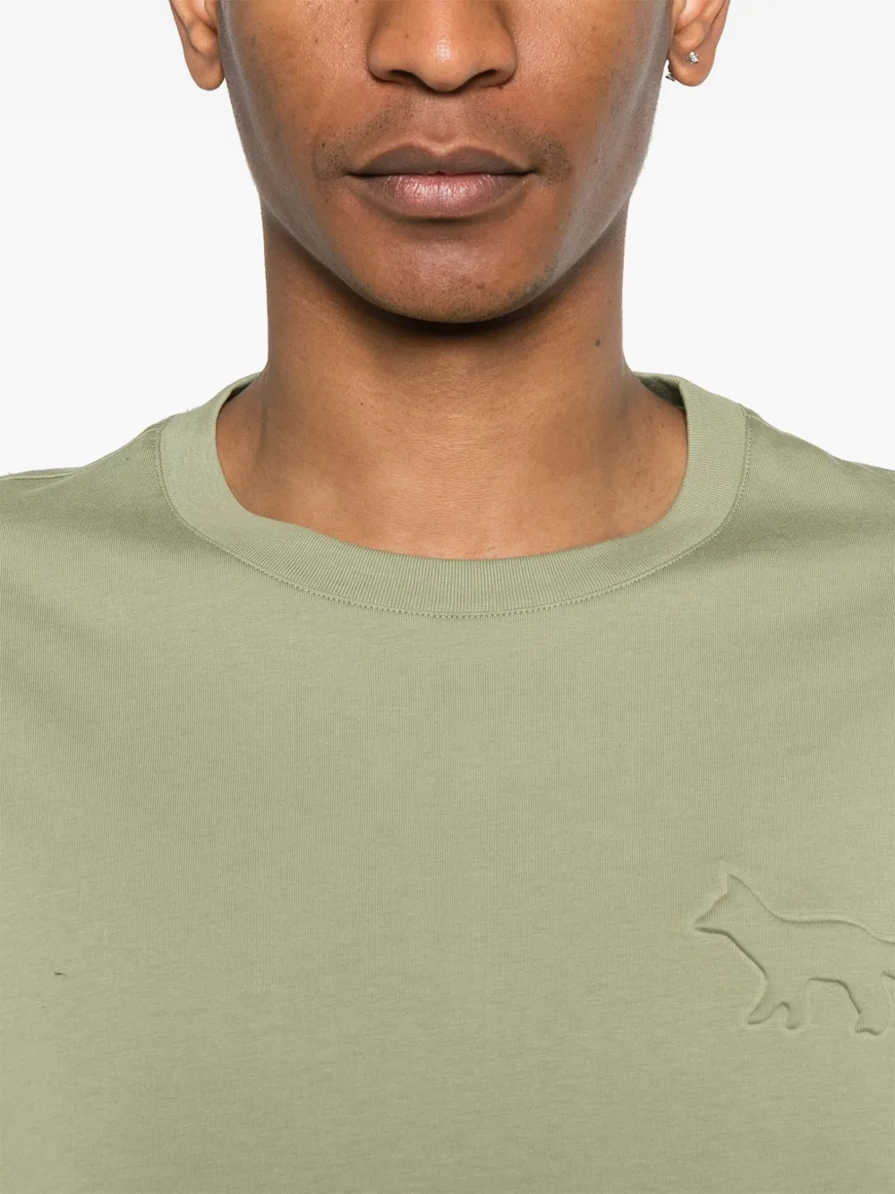 Maison Kitsuné Fox T-shirt met reliëf Groen
