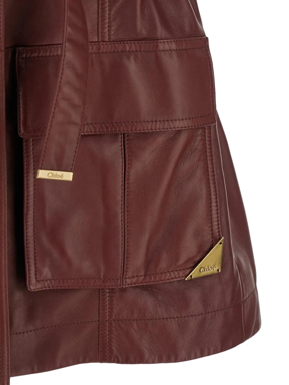 Shop Chloé Leather Utility Gilet In Red