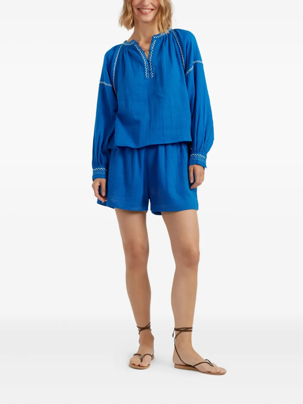 Chinti & Parker St. Tropez blouse met geborduurd detail Blauw