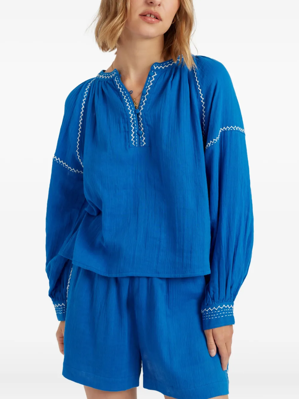 Chinti & Parker St. Tropez blouse met geborduurd detail Blauw