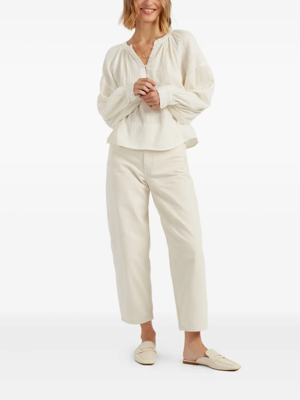 Chinti & Parker St. Tropez blouse met geborduurd detail Beige