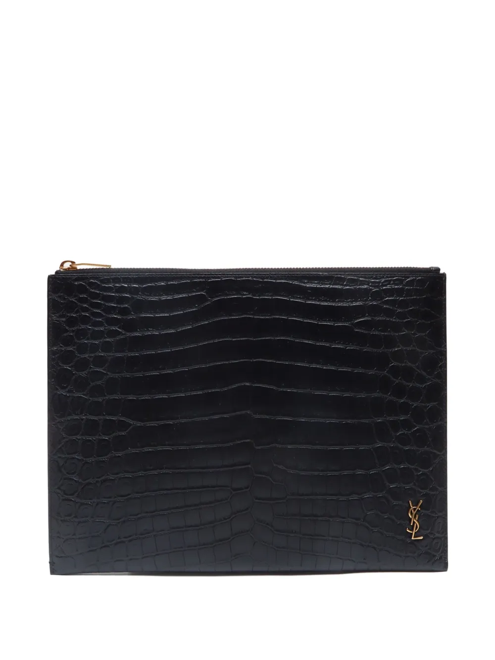 Saint Laurent Pre-Owned 2010-2020s embossed leather clutch bag | Black | Image 1