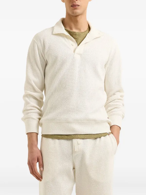 Orlebar Brown Mazari Textured Polo Shirt | White | FARFETCH JO