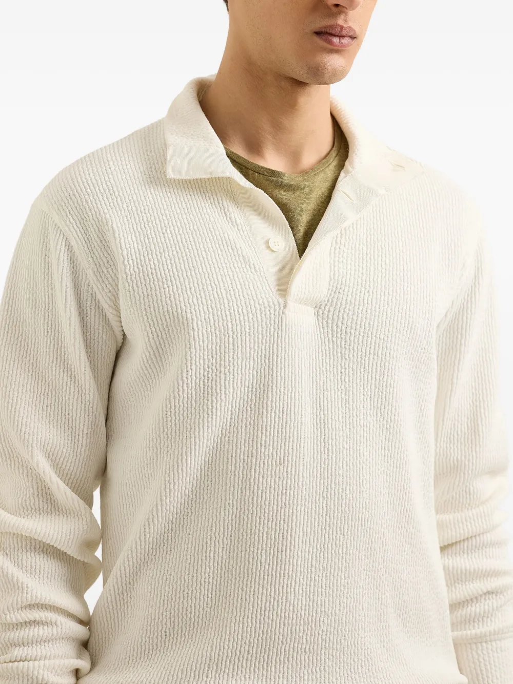 Orlebar Brown Mazari poloshirt met textuur Wit