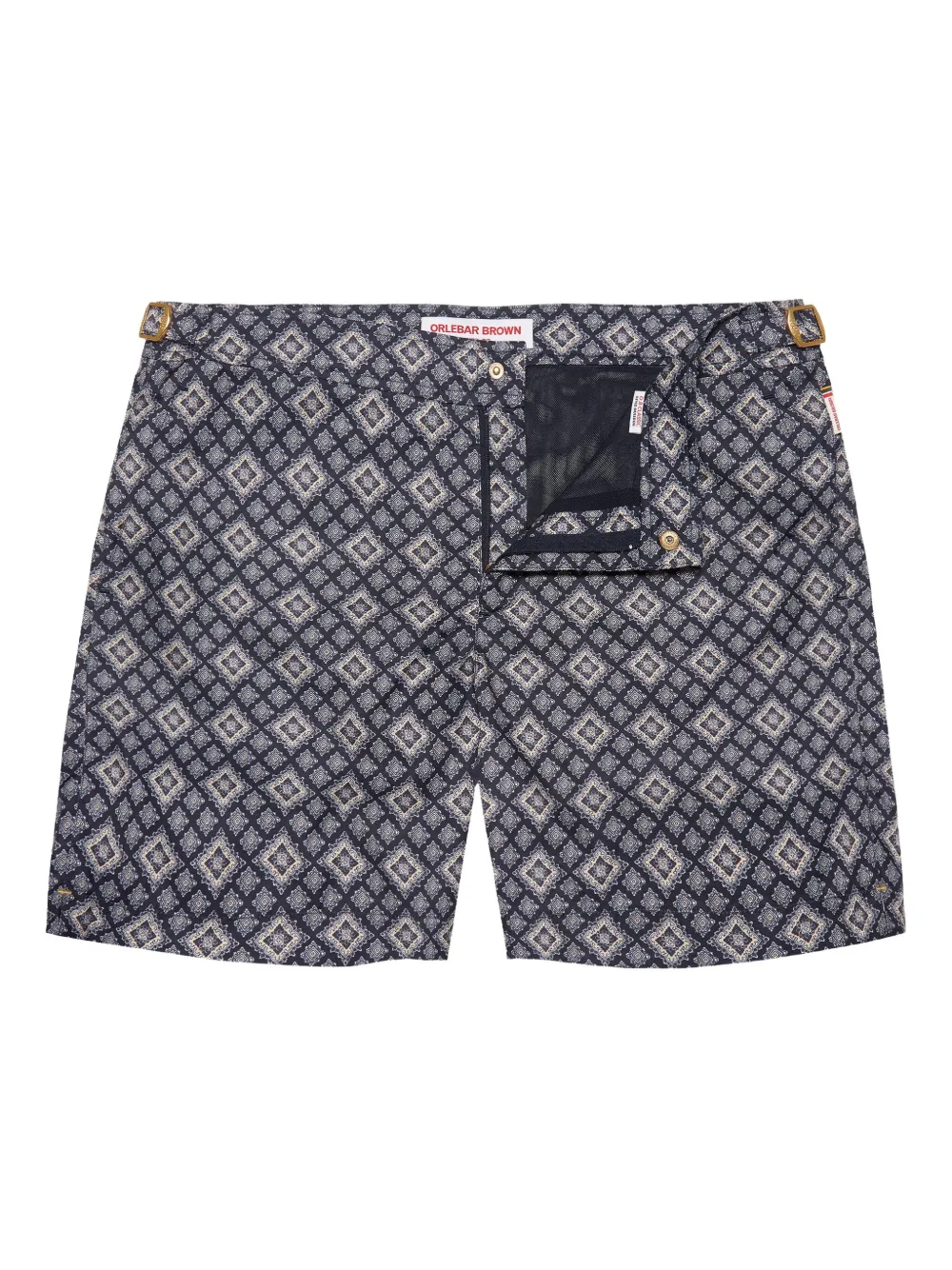 Bulldog geometric-patterned swim shorts