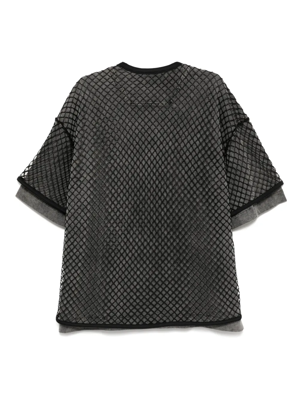 Juun.J net-layered short-sleeved T-shirt - Zwart