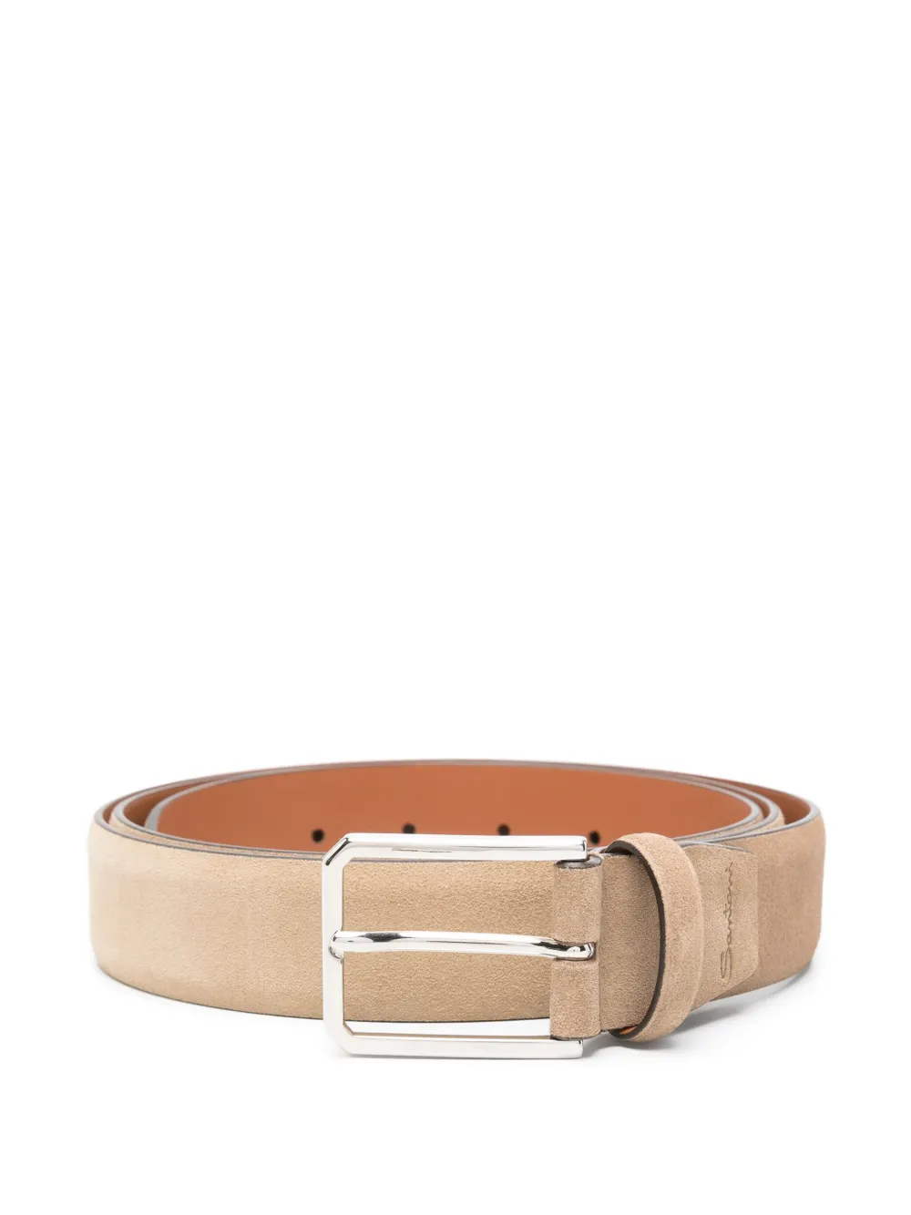 Santoni Leather Belt In Neutral