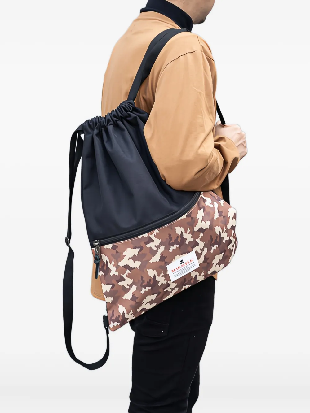 MAKAVELIC CAMOUFLAGE-PRINT DRAWSTRING BACKPACK