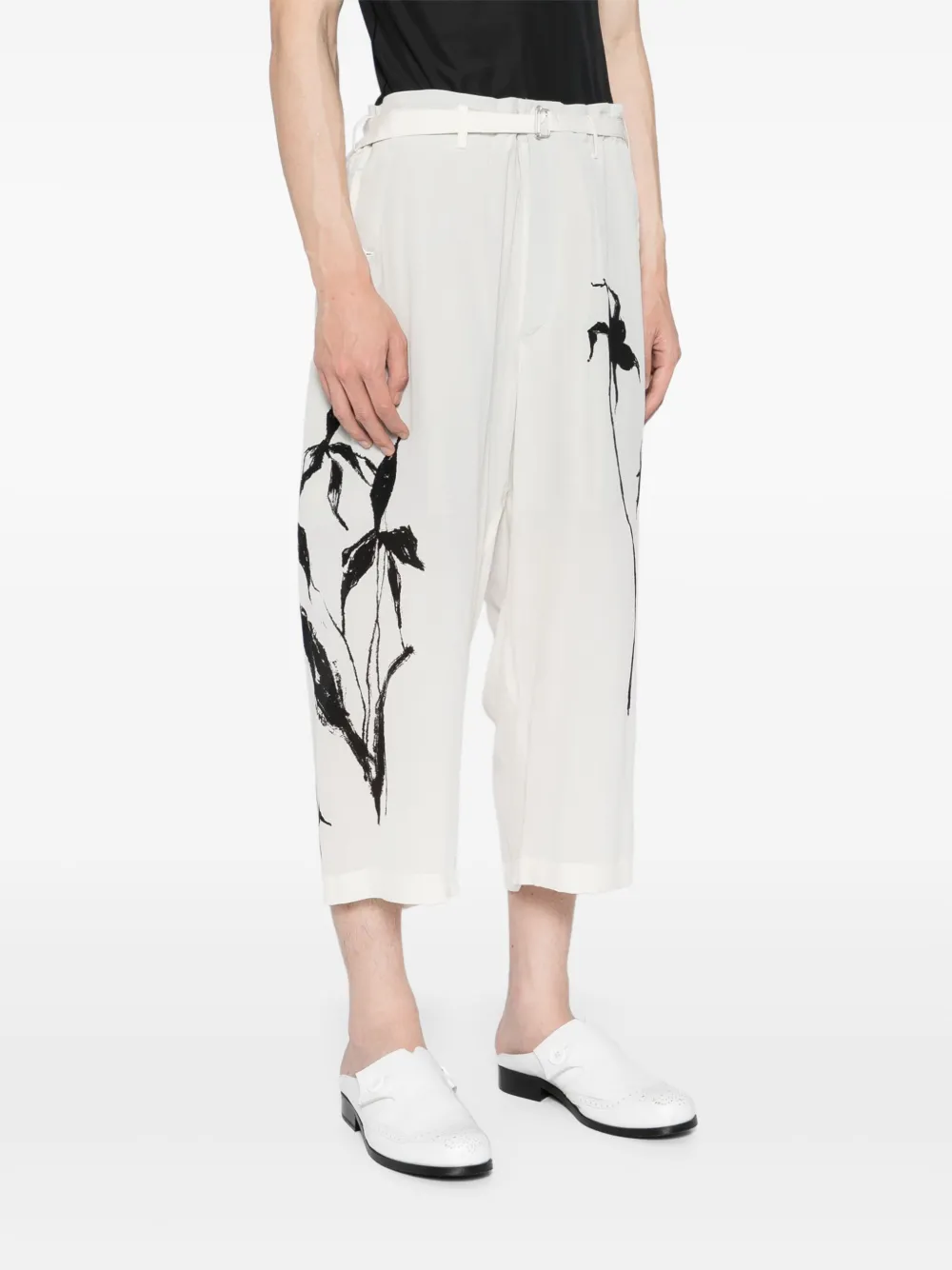 Yohji Yamamoto Broek met grafische print Wit