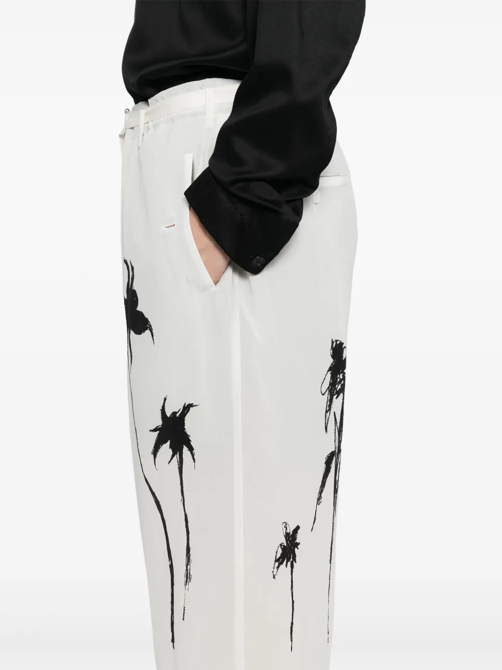 Yohji Yamamoto Broek met grafische print Wit