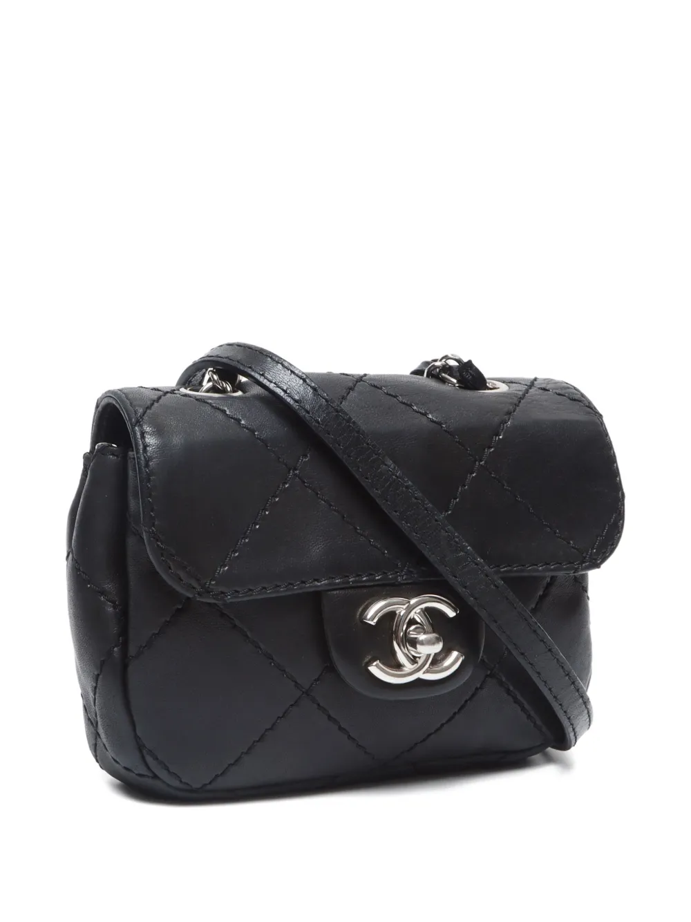 Pre-owned Chanel 2010-2011 Small Wild Stitch Shoulder Bag In Black