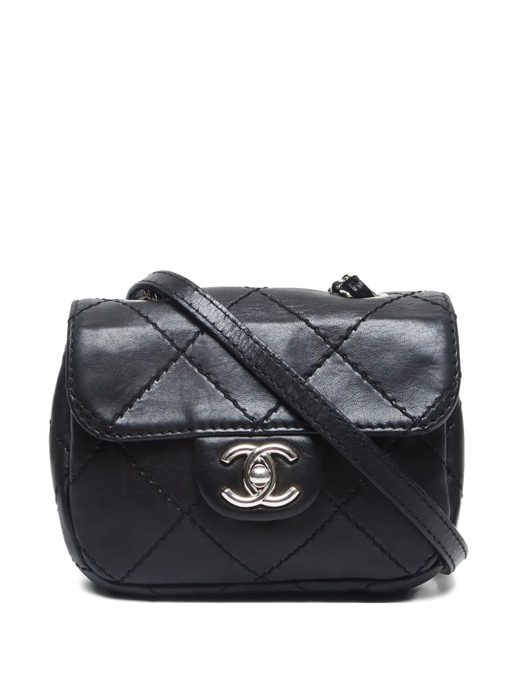 Pre-owned Chanel 2010-2011 Small Wild Stitch Shoulder Bag In Black