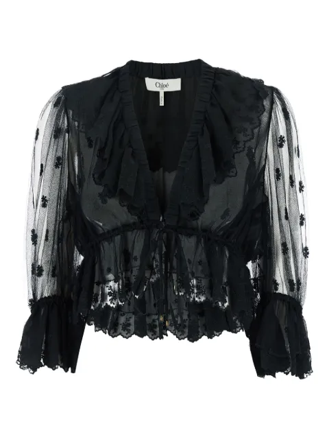 Chloé ruffle-detail sheer blouse