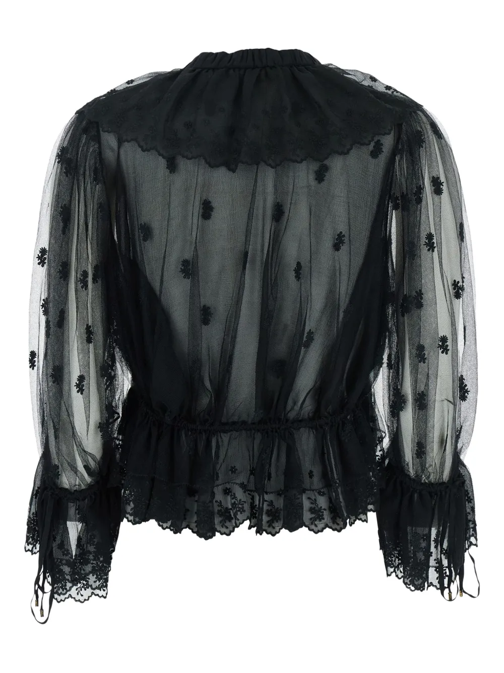 Chloé Doorzichtige blouse met ruches - Zwart