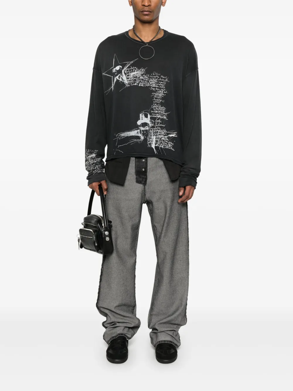 Ann Demeulemeester T-shirt met print Zwart