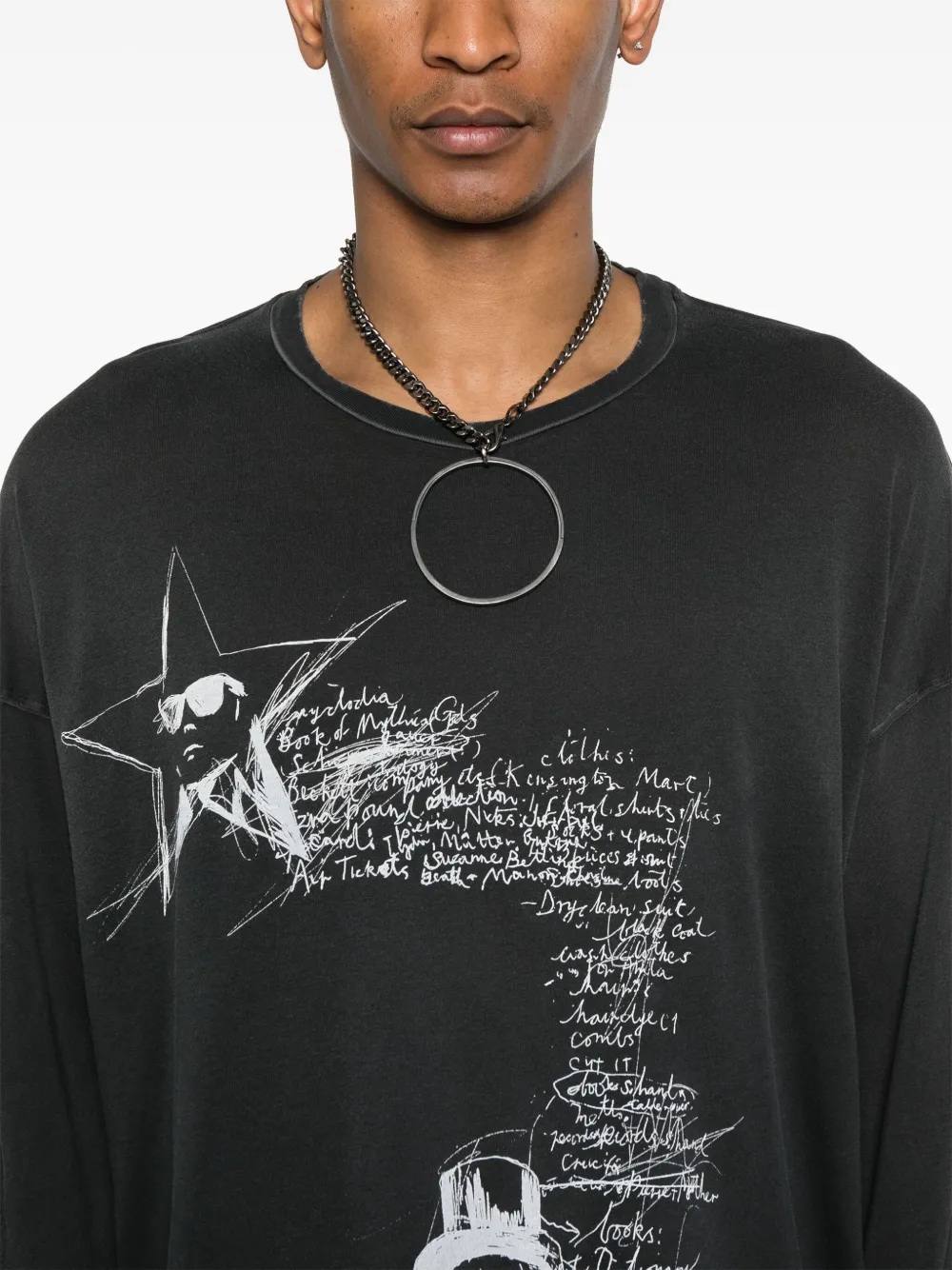 Ann Demeulemeester T-shirt met print Zwart