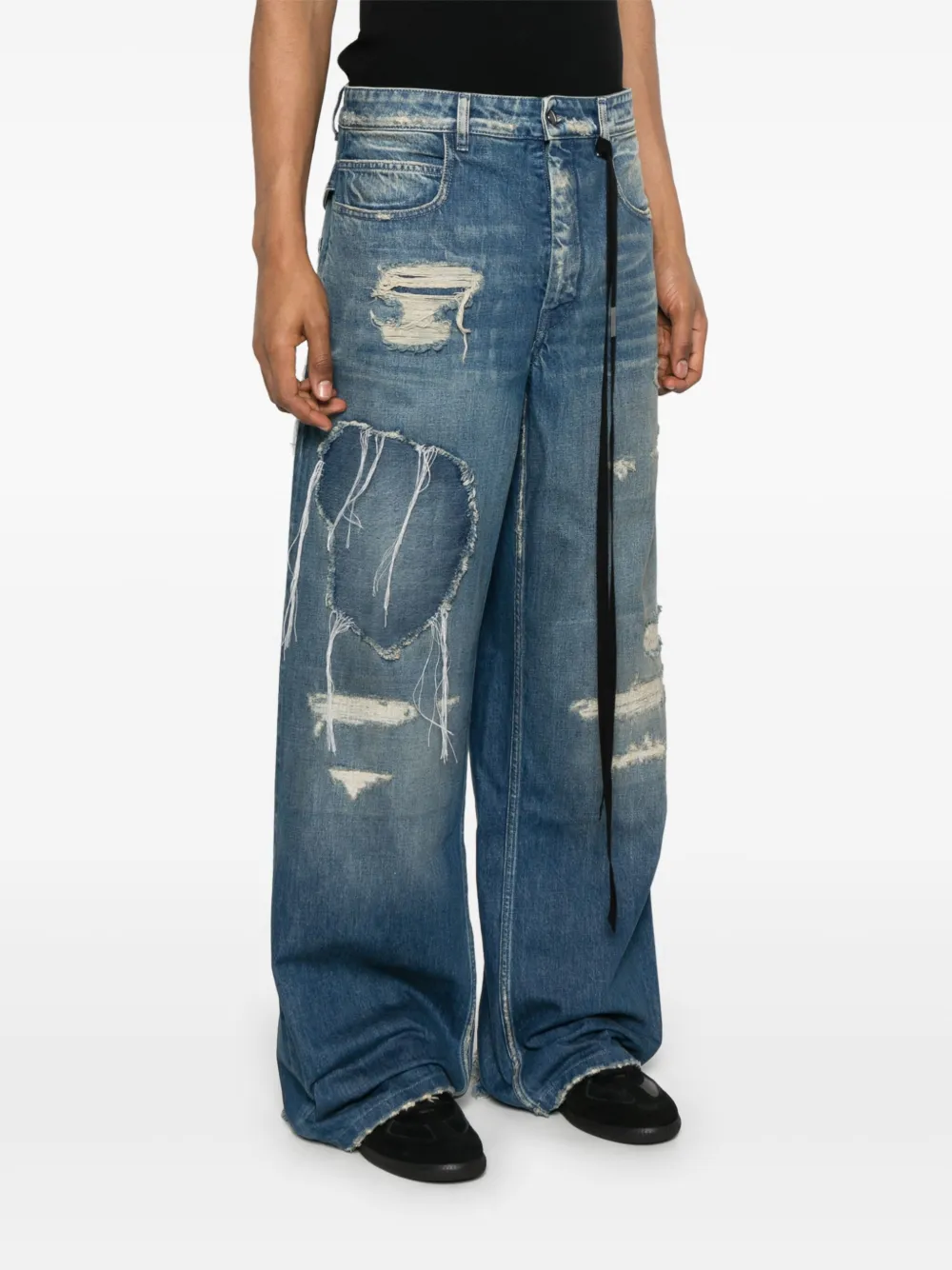 Ann Demeulemeester Gerafelde jeans Blauw