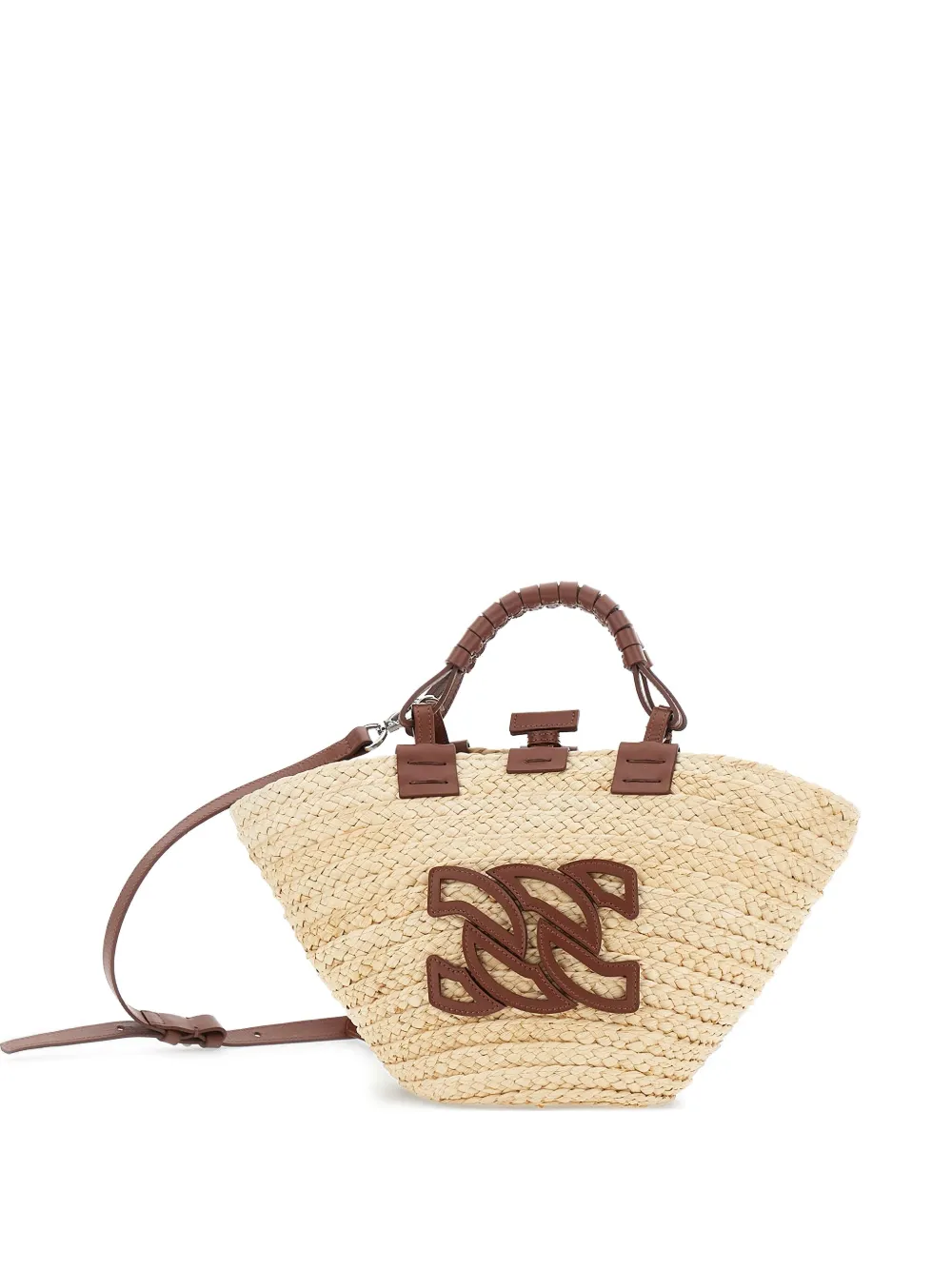 Casadei Panara geweven rieten shopper Beige