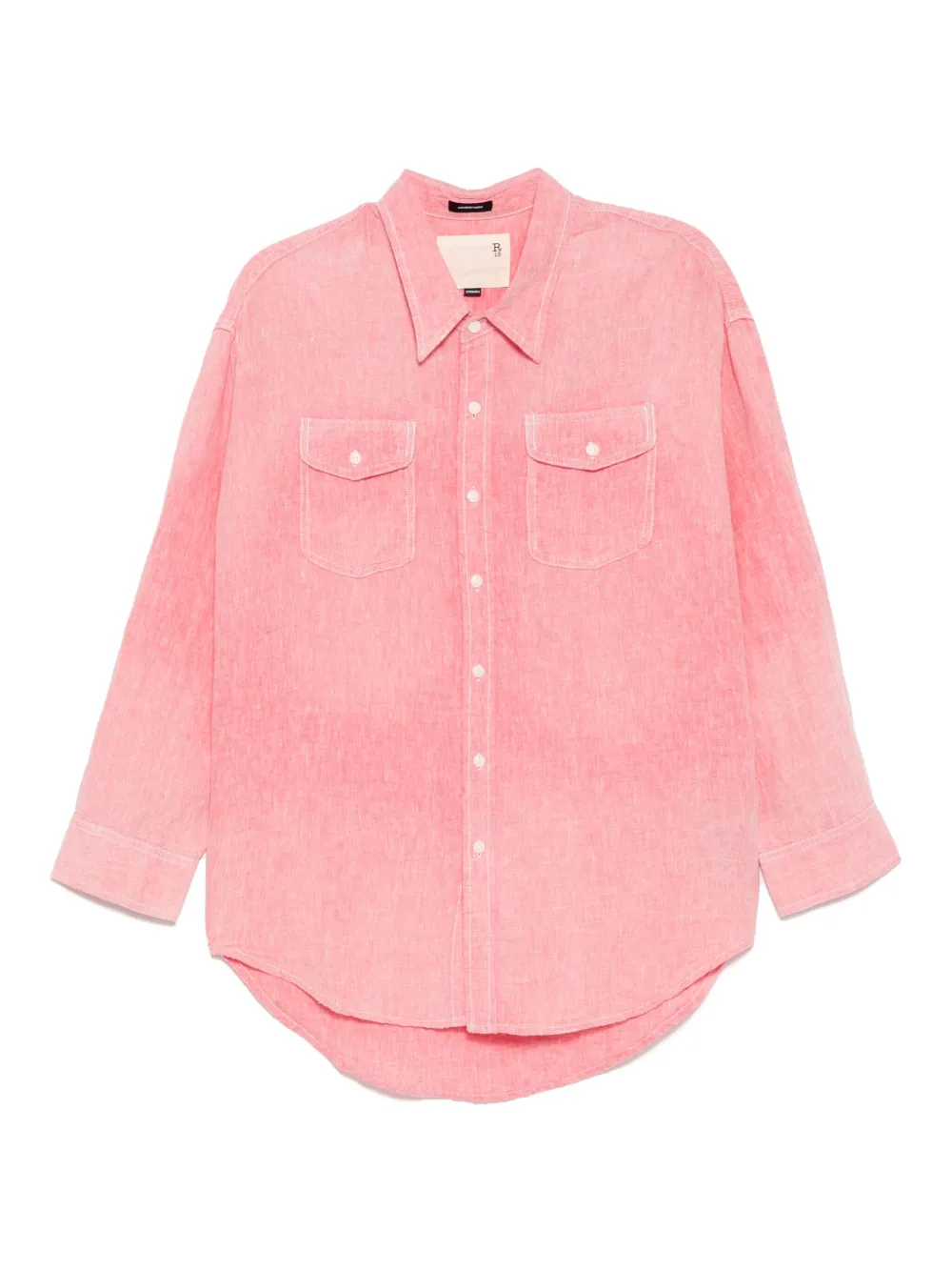 R13 Overhemd met lage hals Roze