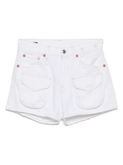 R13 shorts de mezclilla con efecto envejecido