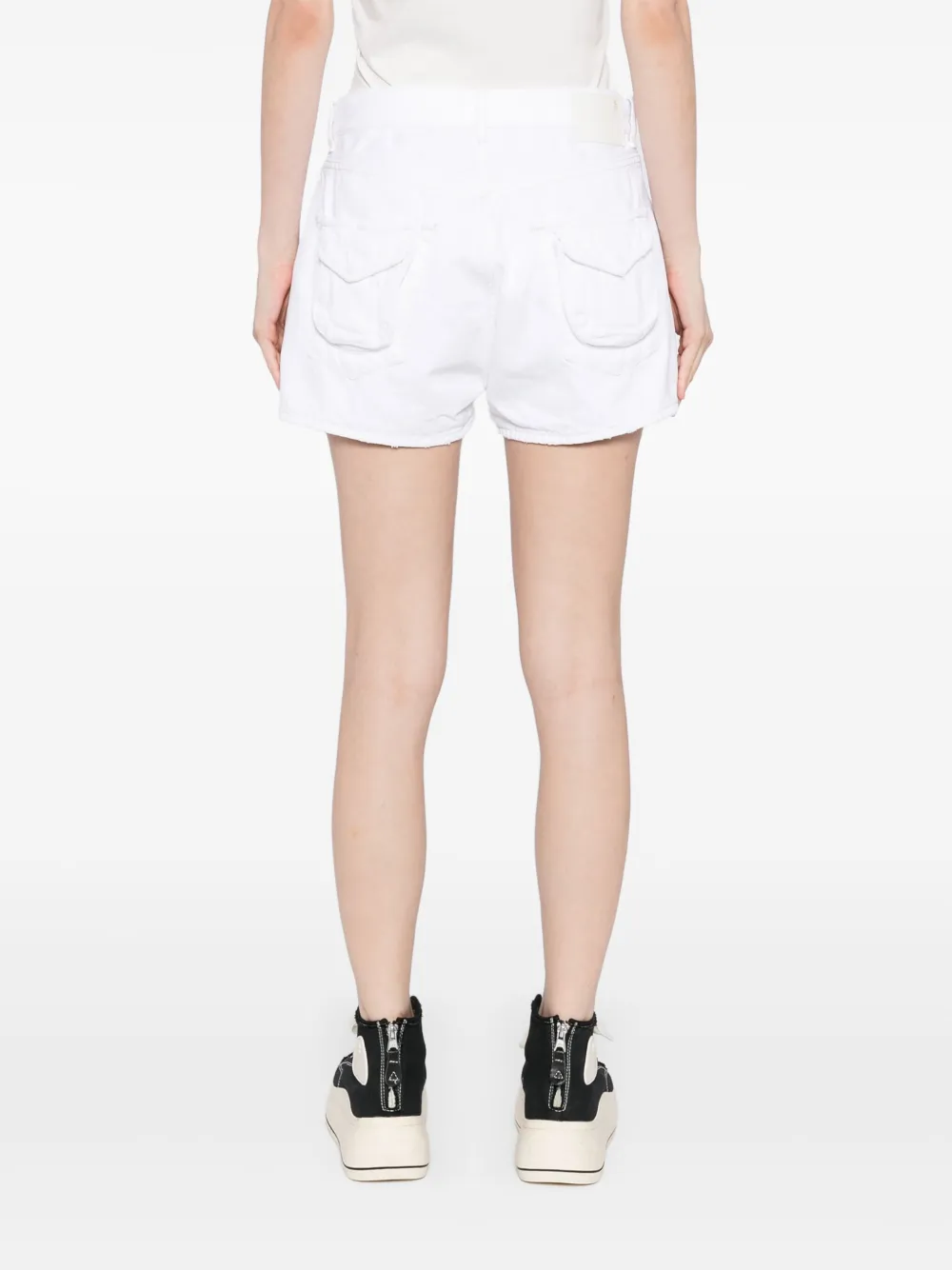 R13 Gerafelde denim shorts Wit