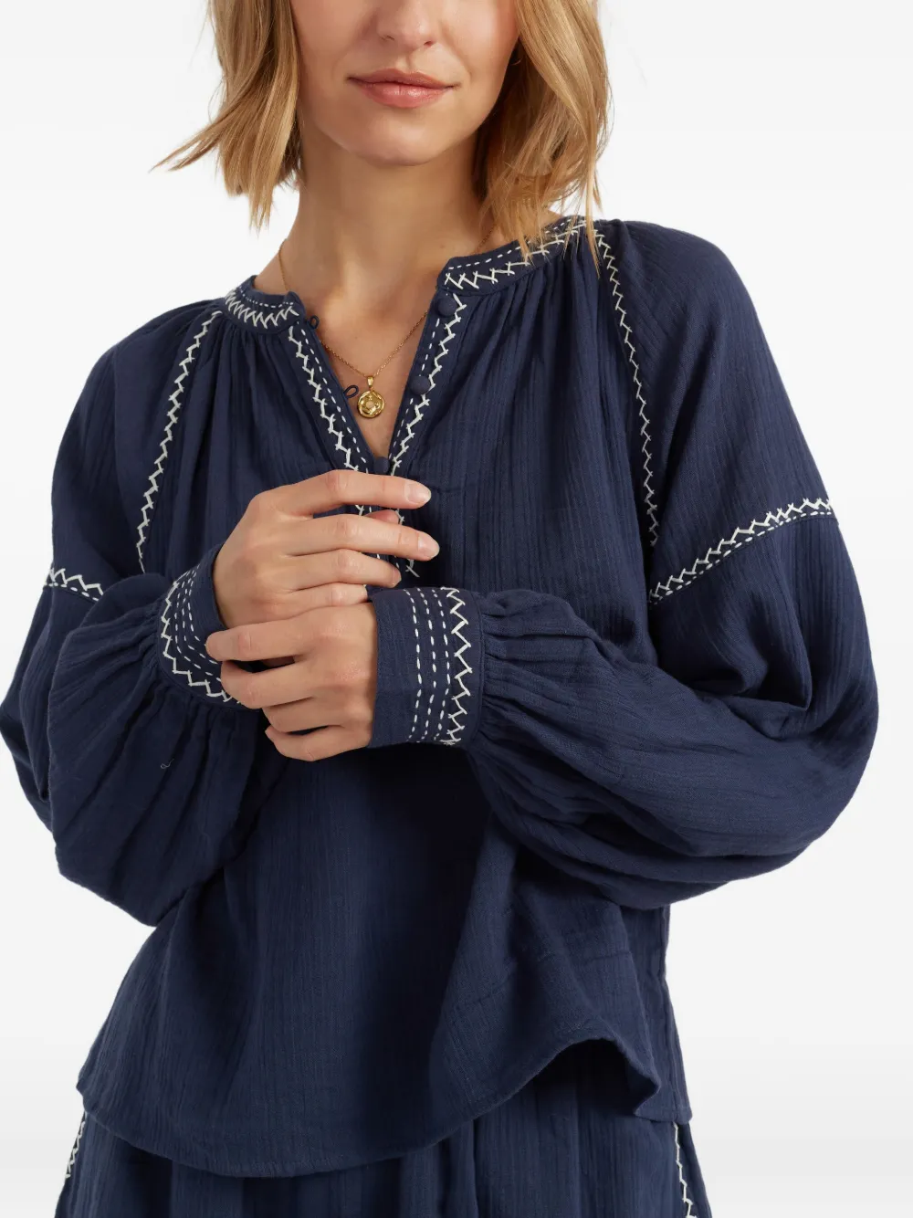 Chinti & Parker St. Tropez blouse met geborduurd detail Blauw