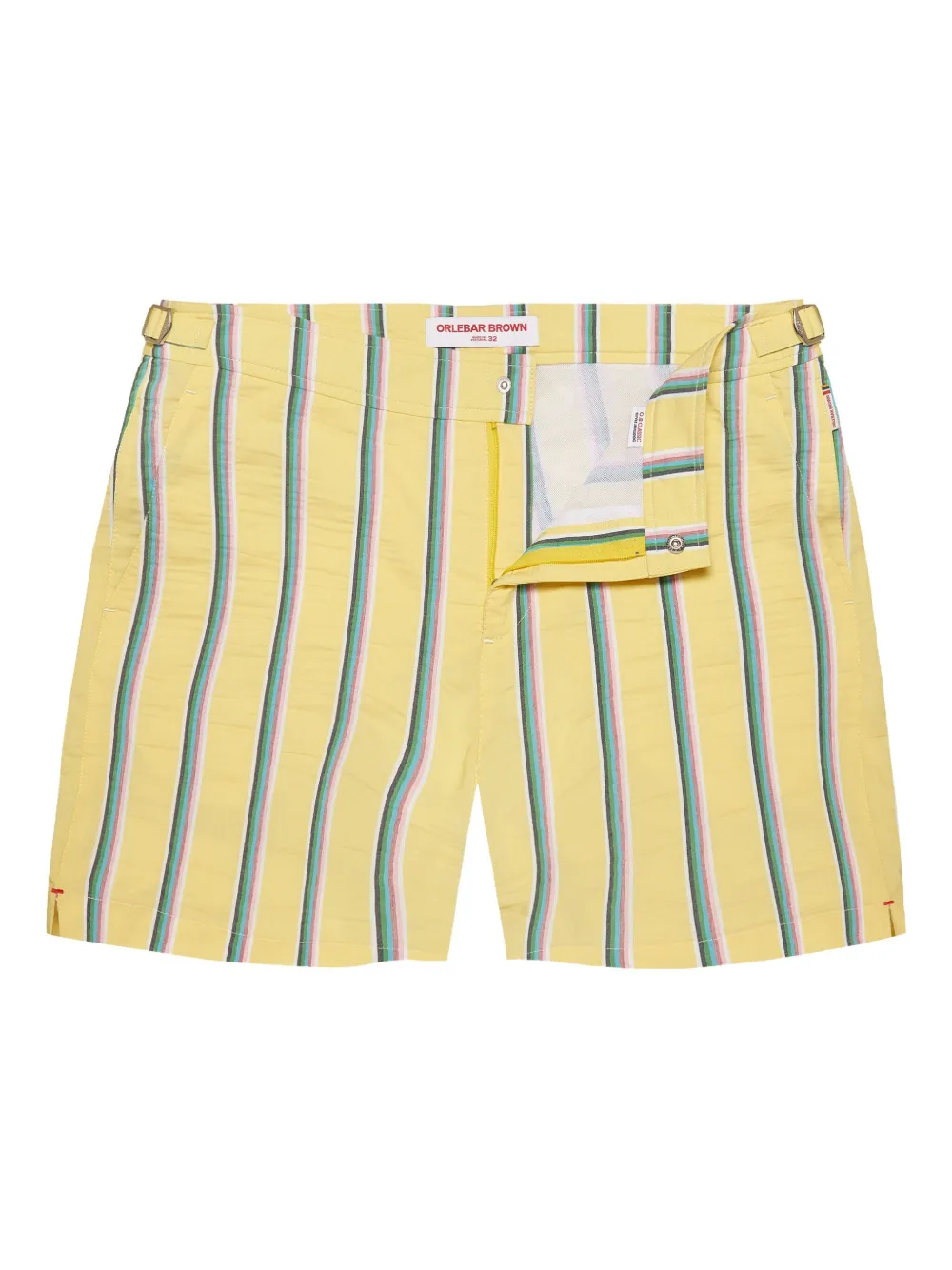 striped swim shorts