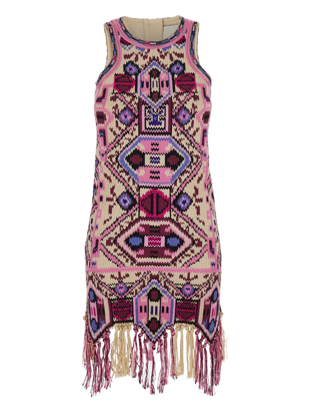 ISABEL MARANT Jurk met borduurwerk en franje Roze