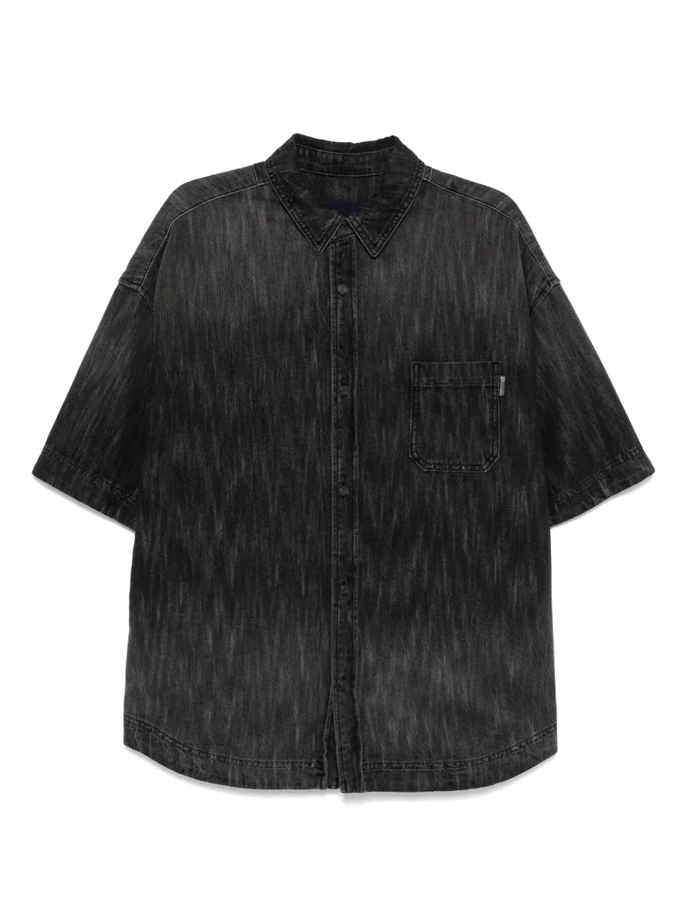 Juun.J Denim overhemd met korte mouwen Zwart