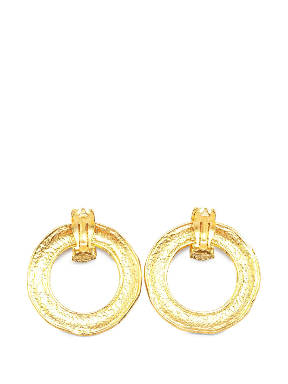 Pre-owned Chanel 1970-1980 Gold Plated Round Drop Clip On Earrings Costume Earrings