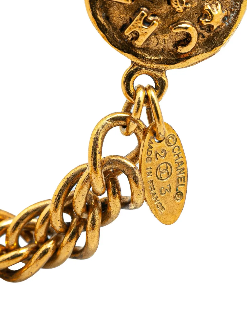 CHANEL Pre-Owned 1980-1990 Gold Plated Medallion Station Long Necklace costume necklace | Image 2
