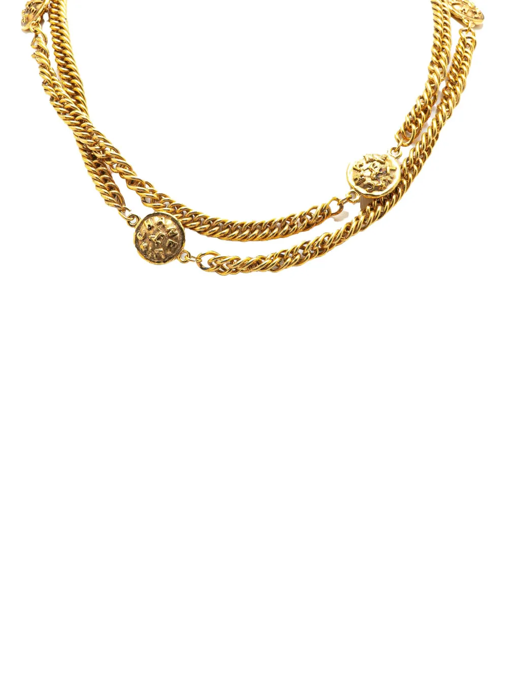 CHANEL Pre-Owned 1980-1990 ゴールドプレーテッド メダリオン ステーション ロングコスチュームネックレス - CHANEL Pre-Owned 1980-1990 ゴールドプレーテッド メダリオン ステーション ロングコスチュームネックレス -