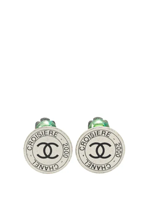 CHANEL Pre-Owned 2000 Silver CC Croisiere 2000 Clip On Earrings costume earrings