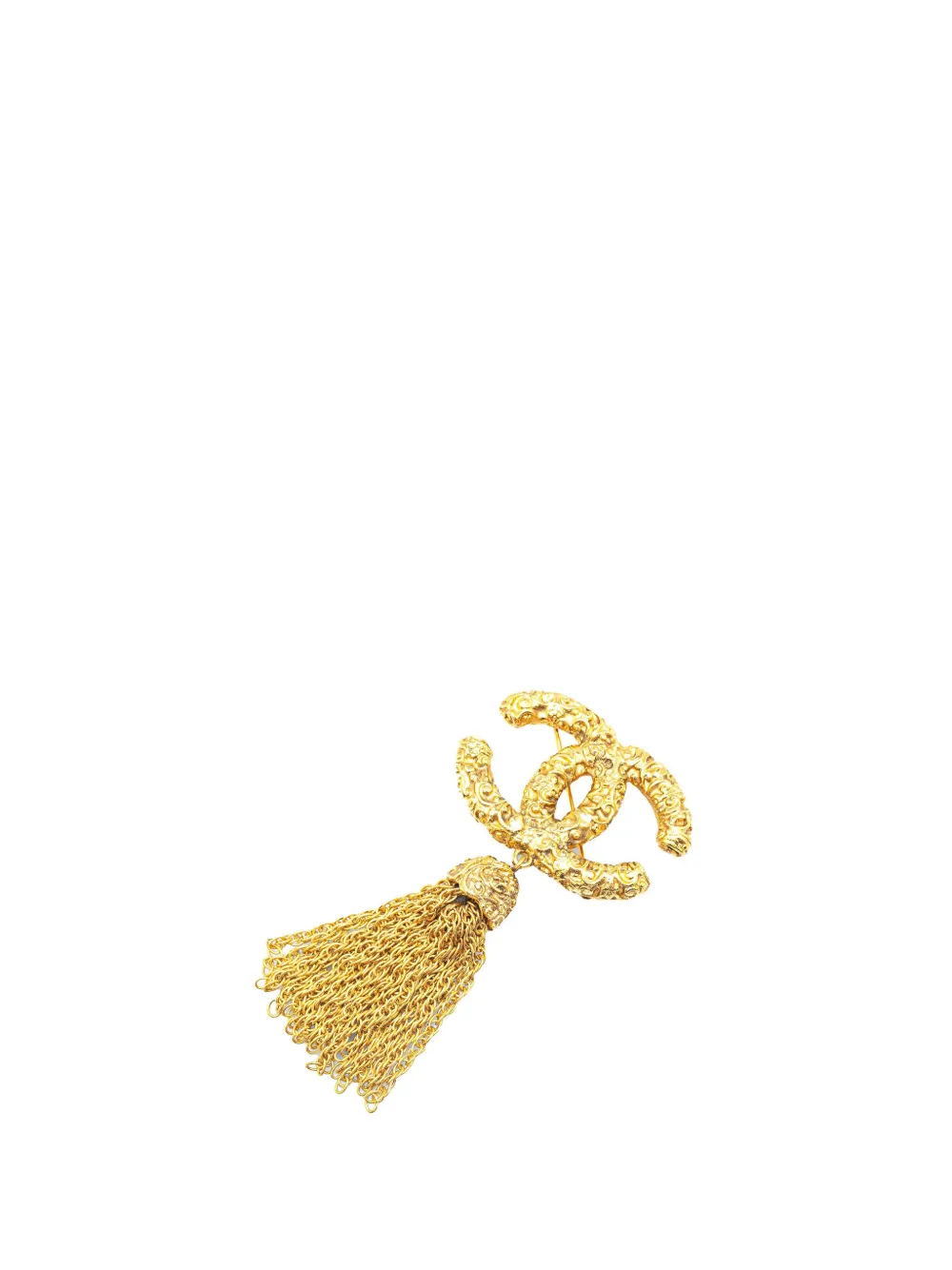 CHANEL Pre-Owned 1993 Gold Plated CC Fringe Brooch costume brooch - CHANEL Pre-Owned 1993 Gold Plated CC Fringe Brooch costume brooch -