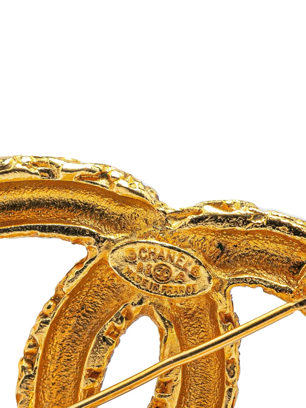 Pre-owned Chanel 1993 Gold Plated Cc Fringe Brooch Costume Brooch
