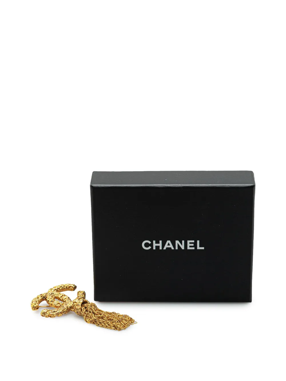Pre-owned Chanel 1993 Gold Plated Cc Fringe Brooch Costume Brooch