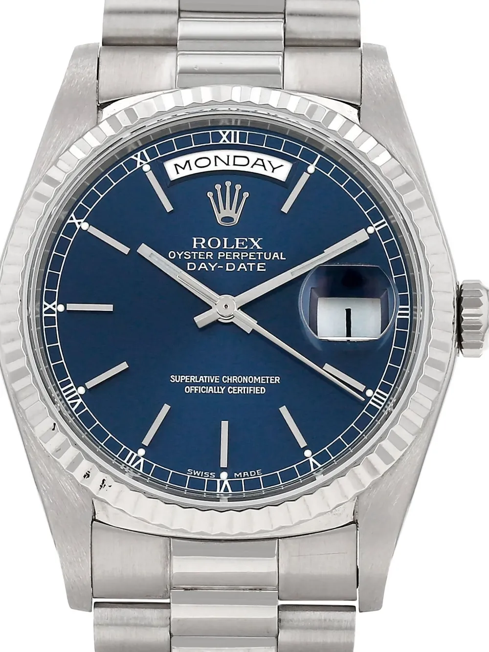 Pre-owned Rolex 1990  Day-date 36mm In Blue