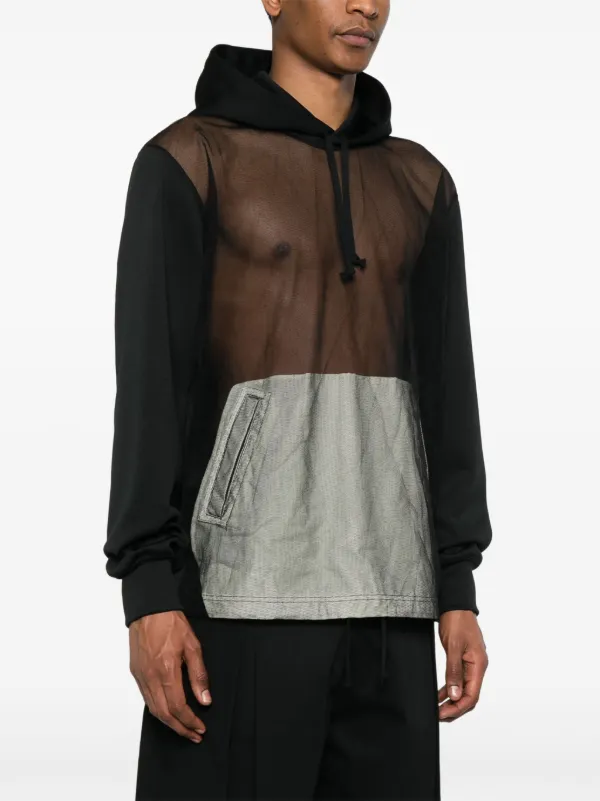 コムデギャルソンオムプリュス メッシュ パネル チュール パーカー Comme Des Garçons Homme Plus パネル パーカー | ブラック