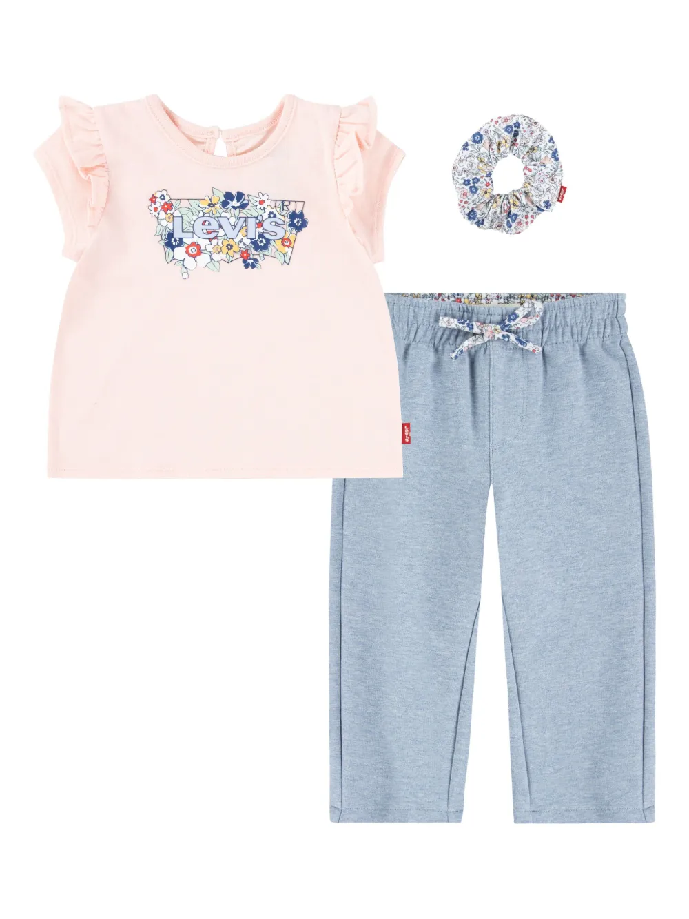 Levi's Babies' Floral-print T-shirt And Track Pants Set