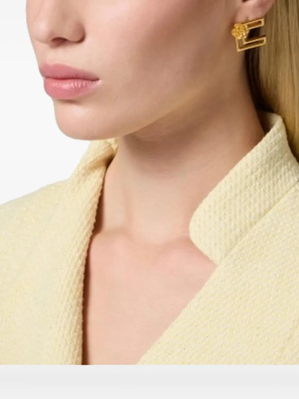 rose-embellished geometric earrings