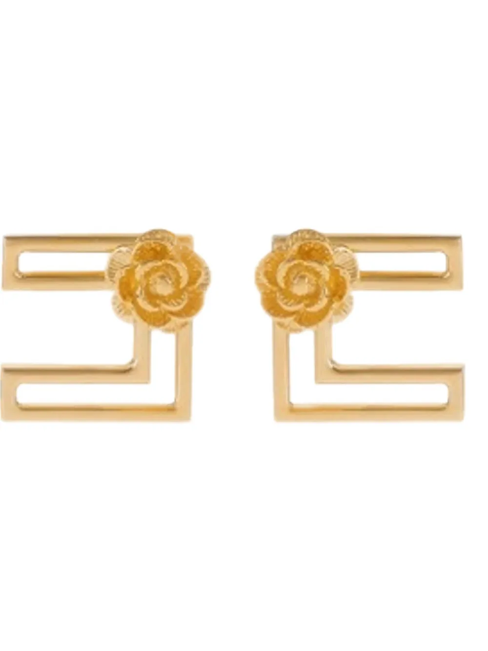 Elisabetta Franchi Geometrische oorbellen verfraaid met rozen - Goud