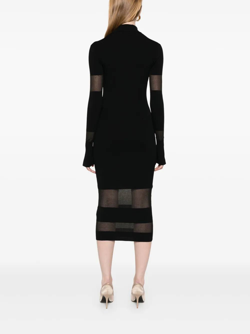 PATRIZIA PEPE SEMI SHEER-PANEL MIDI DRESS 