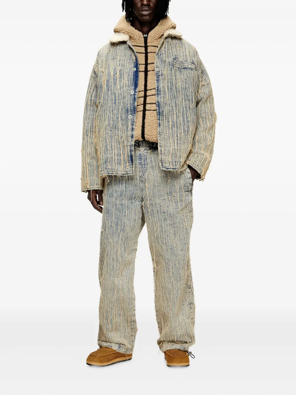 Diesel D-Martial frayed-detail jeans - Blauw
