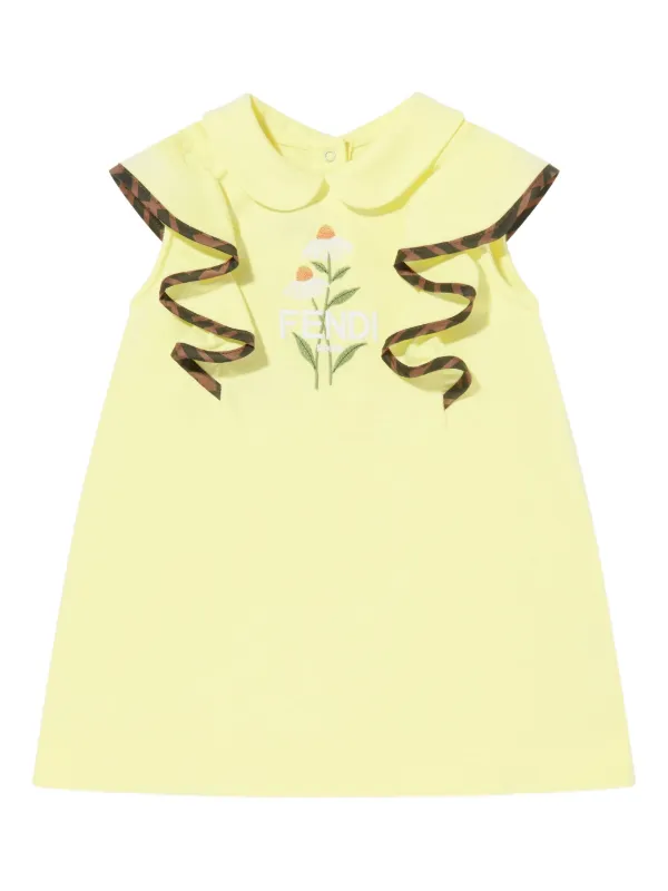 Fendi Kids Cotton Dress | Yellow | FARFETCH BH